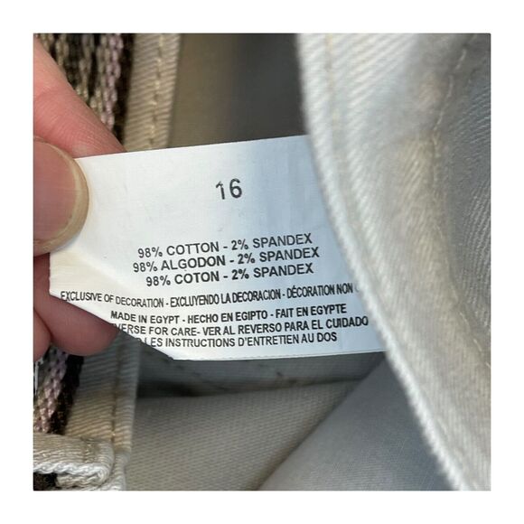 Gloria Vanderbilt Amanda Capri Jeans Womens 18 Ivory Cotton Stretch Belted Waist - Picture 8 of 8